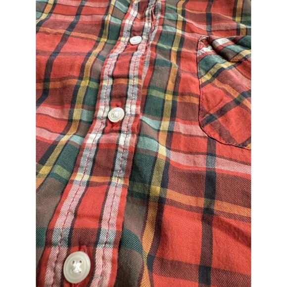 Ralph Lauren Denim & Supply RL Boyfriend Red Green Plaid Button Up Shirt Size M - Picture 2 of 5